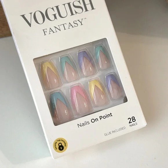 3/$15 🌸 Kiss Voguish Fantasy Disco Ball Multicolor Pastel Press On Nails Coffin - Picture 6 of 8